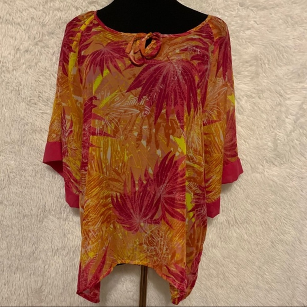 Nue Options Women’s Short Sleeve Sheer Blouse
